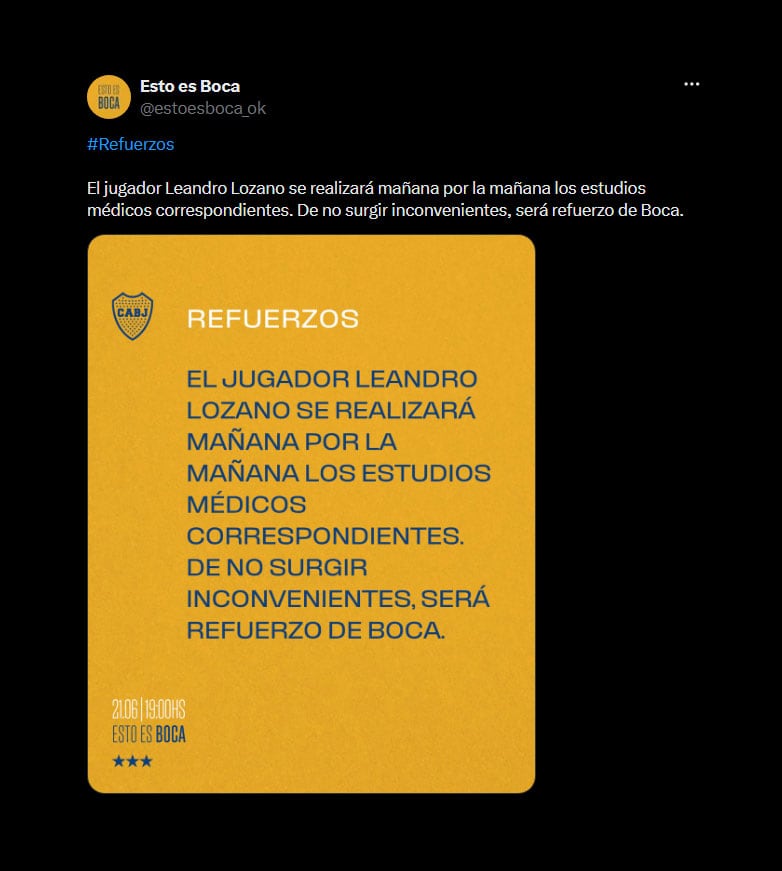 Leandro Lozano será refuerzo de Boca Juniors
