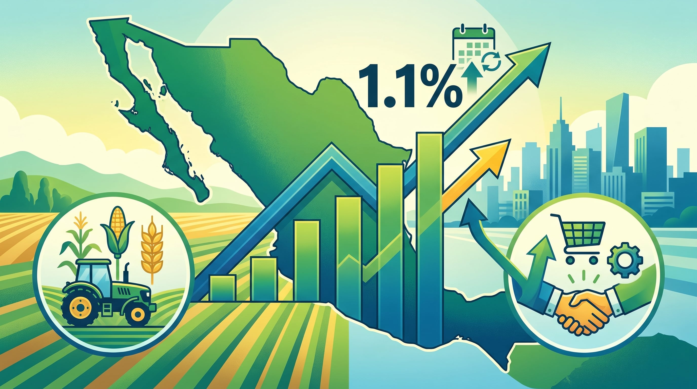 Crece actividad económica en México: INEGI reporta que la agricultura y los servicios la impulsan al 1,1% interanual