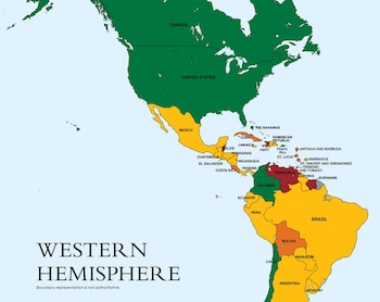 En rojo: Venezuela, Haití y