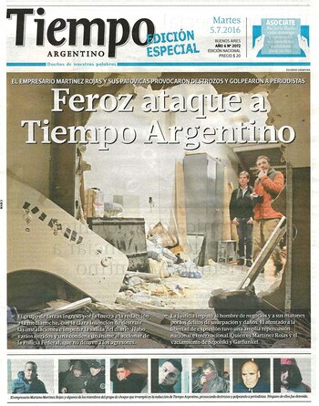 La edición que publicaron hoy los cooperativistas de Tiempo Argentino, tras el violento ataque