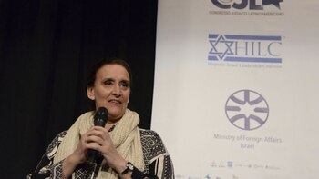 Gabriela Michetti durante el encuentro
