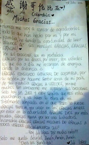 La carta de Juliana López