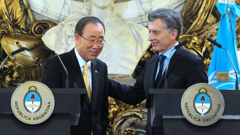 Mauricio Macri junto a Ban Ki-moon