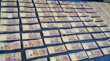 Parte del dinero incautado