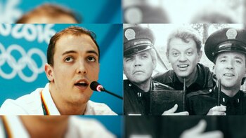 Andrés Mata (pesista español) y David Graff (actor conocido por su papel en “Loca academia de policía”)