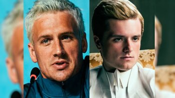 Ryan Lochte (nadador de Estados Unidos) y Josh Hutcherson (actor de Los Juegos del Hambre)