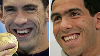 Michael Phelps (nadador estadounidense) y Carlos Tevez (futbolista de Boca Juniors)