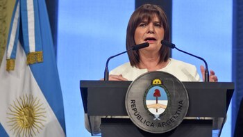 Patricia Bullrich habla durante una conferencia de prensa (DyN)