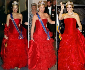 En 2006 Máxima impactó al mundo con un vestido strapless rojo con falda de crochet, detalles en organza del diseñador argentino Benito Fernández, luego lo remasterizó en 2011 para la cena anual de gala en el Palacio Real