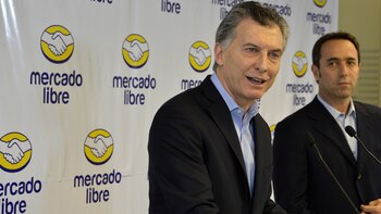 Mauricio Macri y el CEO de Mercado Libre, Marcos Galperin, durante una visita anterior
