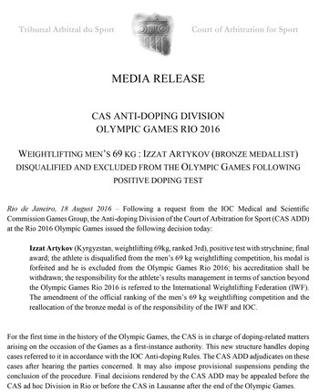 El comunicado del CAS ante