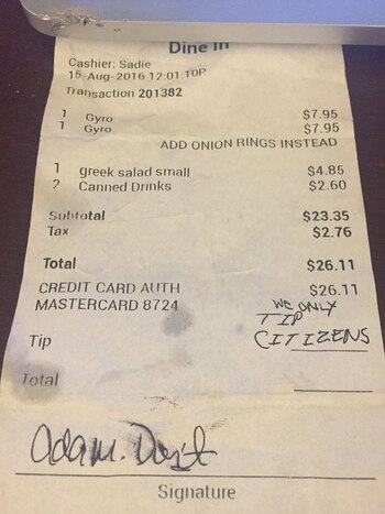 “Sólo damos propina a ciudadanos”.