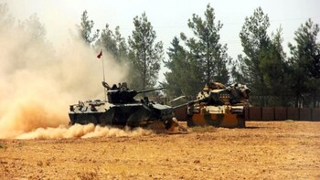 Un tanque del ejército turco