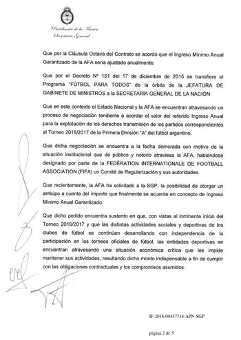 Acuerdo de la AFA con