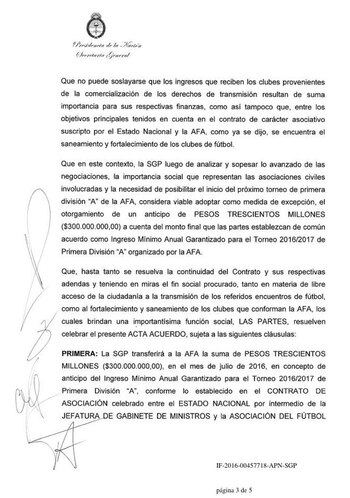 Acuerdo de la AFA con