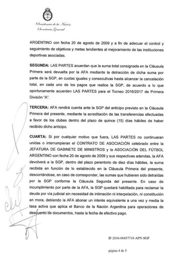 Acuerdo de la AFA con