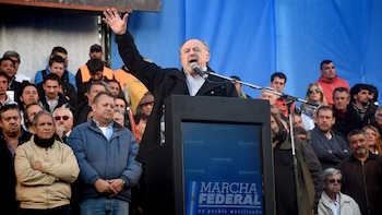 Hugo Yasky, en la Marcha Federal del viernes pasado. (Nicolás Stulberg)