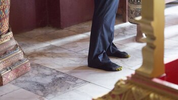 Así quedaron las medias de Obama tras su recorrido (AFP)