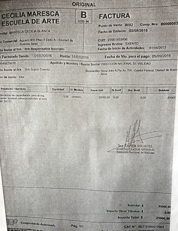 La factura emitida por la
