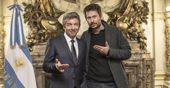 Ricardo Darín junto a Santiago Mitre en la Casa Rosada