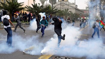 Manifestantes en Santiago en el