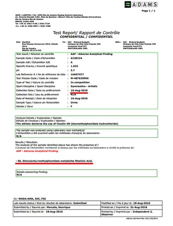 Simone Biles dio positivo en