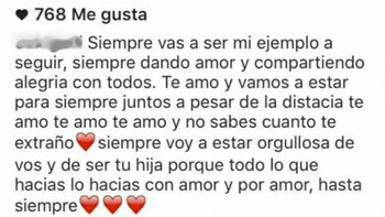 El post de Instagram (Gentileza Diaadia)