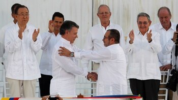 Juan Manuel Santos y Timochenko