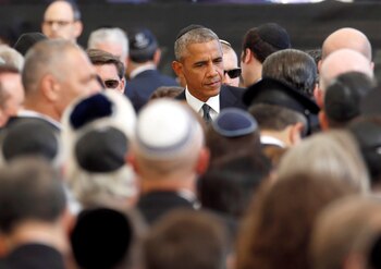 Barack Obama durante el funeral de Shimon Peres (Reuters)