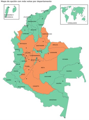 En verde, los departamentos que