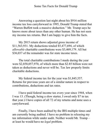 El comunicado completo de Warren Buffett