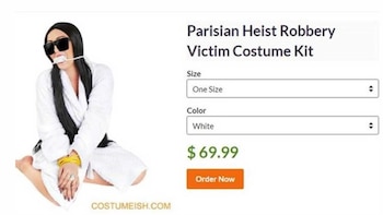 El disfraz que emula el robo a Kim Kardashian en París