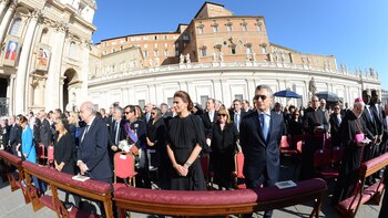 Macri y Awada durante el acto de canonización (Presidencia)