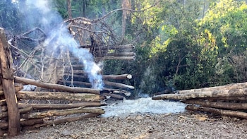 Uno de los corrales quemados