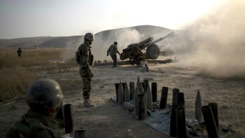 Un lanzacohetes de los peshmerga