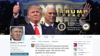 El nuevo perfil de Twitter de Donald Trump en el que ya se presenta como “presidente electo”