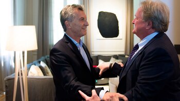 El presidente Mauricio Macri recibió al CEO mundial de Arcos Dorados, Woods Staton (Télam)