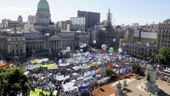 La manifestación frente al Congreso