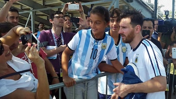 Messi, apenas terminada una práctica,