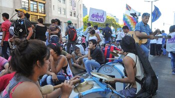 Los manifestantes marcharon al Ministerio