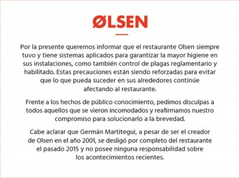 El comunicado oficial de Olsen