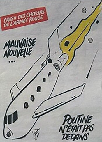 “Malas noticias… Putin no estaba a bordo”, dice la caricatura de Charlie Hebdo