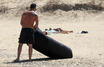 La reposera inflable en pleno