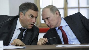 Vyacheslav Volodin y Vladimir Putin