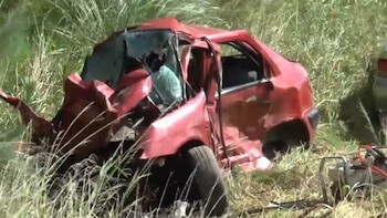 Así quedó el auto chocado