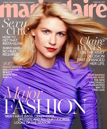 La actriz Claire Danes es la nueva figura de tapa de la revista Marie Claire