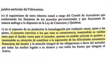 Documento del acuerdo ofrecido a acreedores.