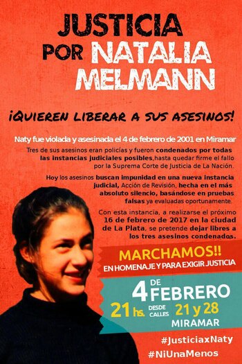 La convocatoria a la marcha de hoy a las 21 en Miramar.