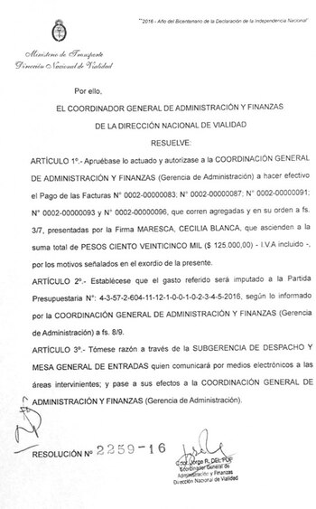 La autorización para los pagos