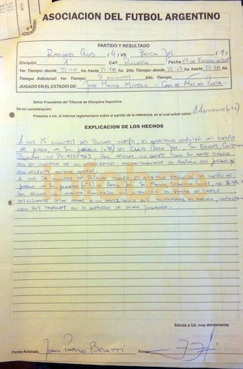 Informe del juez de línea